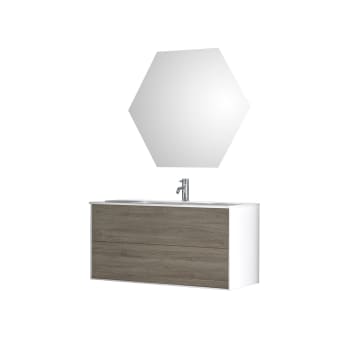 Igea - Mueble de baño de 3 piezas en melamina roble fresno
