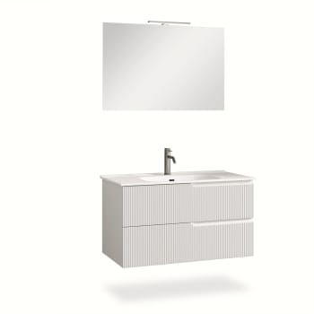 Venere - Meuble de salle de bain 4 pièces en MDF blanc mat