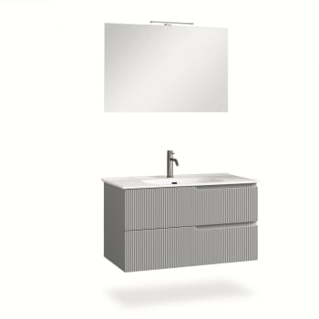 Venere - Mueble de baño de 4 piezas en mdf gris mate