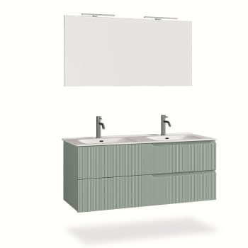 UNIK COMPACTO, MUEBLE Y LAVABO FONDO REDUCIDO MODELO ONA ACABADO VERDE MATE  Y MEDIDA 600X360