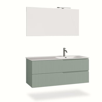 Venere - Mueble de baño bañera derecha 4 piezas en mdf verde salvia