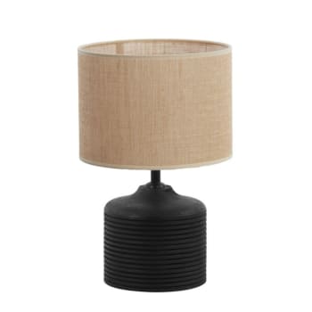 Paolu - Lampe à poser bois noir et abat-jour sable