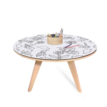 LITTLE FRIENDS - Tavolo da disegno in legno multifunzione XXL D90 cm