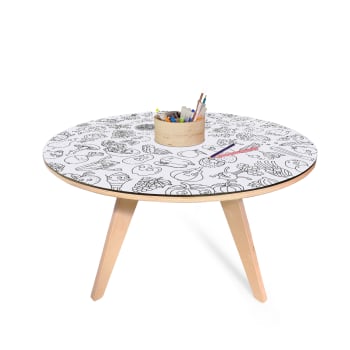 DRAWIN'KIDS X OMY - Table à dessiner multifonction XXL en bois D90 cm