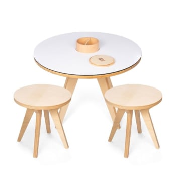 FREE INSPIRATION - Tavolo da disegno multifunzionale D70cm e 2 sgabell