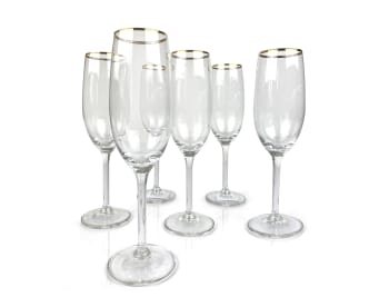 LUXOR - lot de 6 flutes et coupes de champagne en verre transparent
