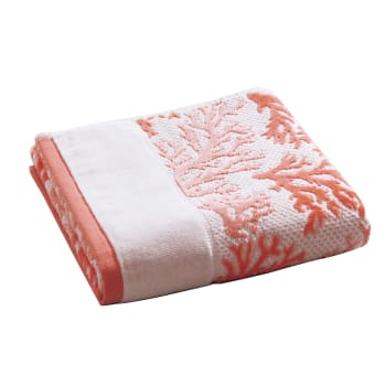 CORAUX - Serviette de toilette rose corail 50x100 en coton