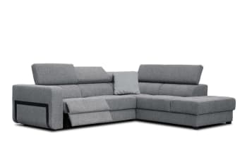 Bergo - Canapé d'angle droit 5 places avec un relax électrique tissu gris