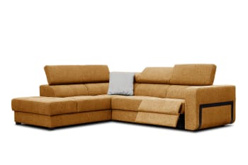 Bergo - Canapé d'angle gauche 5 places avec un relax électrique tissu orange
