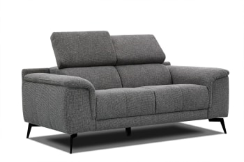 Fiero - 2-Sitzer Sofa aus Stoff, hellgrau