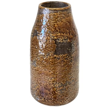 Vase artisanal marron vitrifié 29 cm