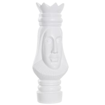 Figurine pièce d'échec dame en résine blanche 39 cm
