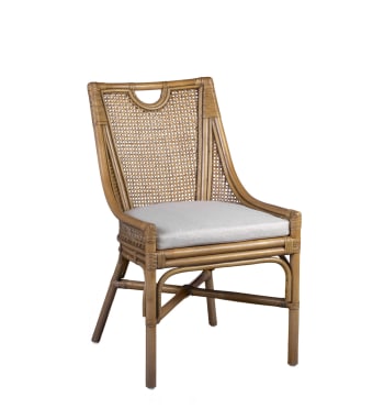 Bistro - Set 2 chaises en rotin beige avec coussin