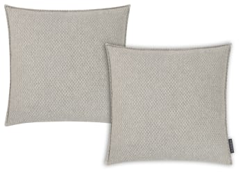 Janis - Housse de coussin coton recyclé avec bord cousu gris- Lot de 2 - 45x45