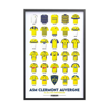 RUGBY - Affiche Rugby - ASM Clermont Auvergne - Maillots Historiques 40x60 cm