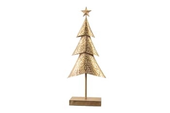Weihnachtsbaum auf Metallfuß, vergoldet, 26X12XH63,5 cm