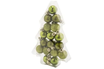 17 Weihnachtskugeln aus Kunststoff, grün, D3 cm
