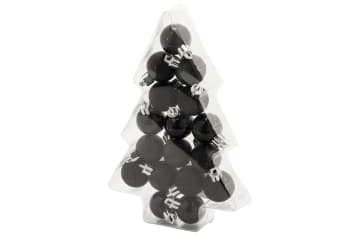 17 Weihnachtskugeln aus Kunststoff, schwarz, D3 cm