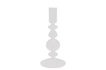Kerzenständer aus Glas, weiß, 8,5x8,5xH18 cm