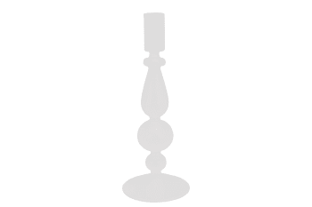 Kerzenständer aus Glas, weiß, 8,5x8,5xH21 cm