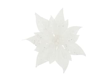 12 Weihnachtsrosen mit Plastikclip, weiß, D18 cm