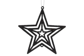 12 Stern-Glitter-Aufhänger aus Kunststoff, schwarz, 10XH10 cm