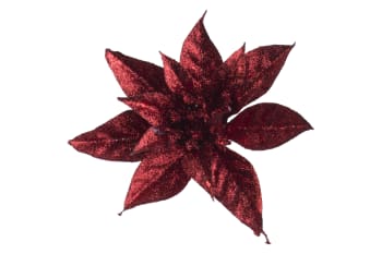 12 Poinsettien Blüte mit Plastikclip, rot, D15 cm