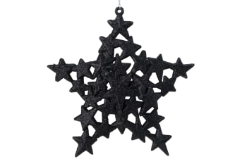 12 Glitter-Sterne zum Aufhängen aus Kunststoff, schwarz, 13X2XH13 cm