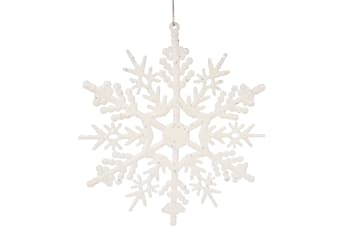 12 Schneeflocken zum Aufhängen aus Plastik, weiß, D18 cm