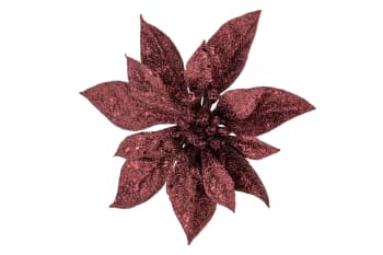 12 Blumen mit Plastikclip, rot, D15 cm
