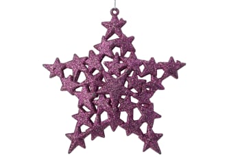 12 Sterne zum Aufhängen aus Kunststoff, rosa, 13X2XH13 cm