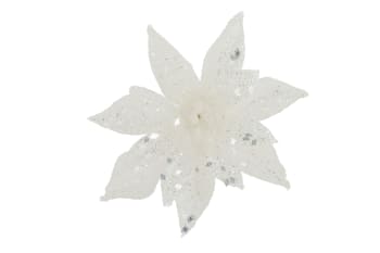 12 Blumen mit Plastikclip, weiß, D8 cm