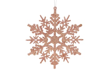 12 Schneeflocken zum Aufhängen aus Kunststoff, rosa, D18 cm