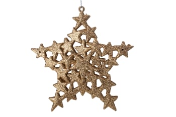 12 Sterne zum Aufhängen Glitter aus Kunststoff, Kupfer, 13X2XH13 cm