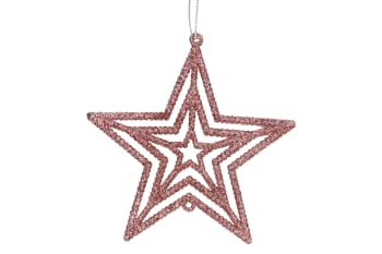 12 Sterne zum Aufhängen aus Kunststoff, rosa, 10XH10 cm