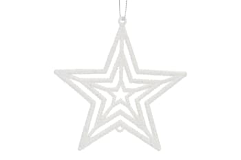 12 Sterne zum Aufhängen aus Kunststoff, weiß, 10XH10 cm