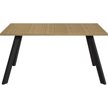 Julia - Table à manger rectangulaire effet bois naturel et sérigraphie 160 cm