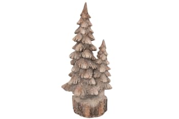 Duo-Weihnachtsbaum auf Standfuß aus Keramik, beige, 22,5X15XH42 cm