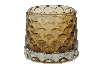 6 Kerzenhalter aus Glas, braun, 8X8XH7 cm