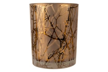 Kerzenhalter aus Glas, braun, 9X9XH10 cm