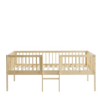 Sasha - Cadre de lit pour enfant avec échelle en bois 90x190cm naturel