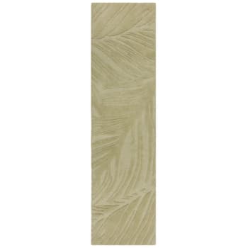 Leaf - Tapis de salon à reliefs en laine sauge Lino 60 x 230