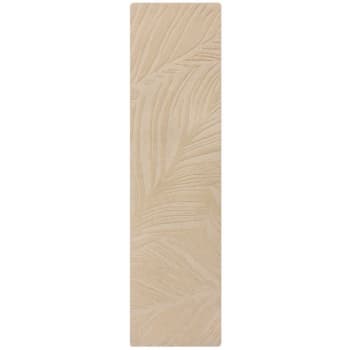 Leaf - Tapis de salon à reliefs en laine beige lino 60 x 230