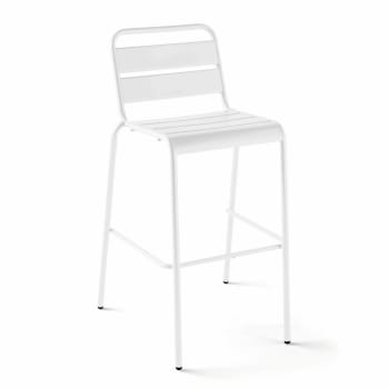 Palavas - Chaise de bar haute en métal blanc