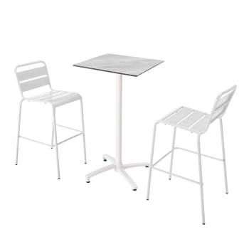 Ensemble Jardin Oviala - Table 180x90cm Et 8 Chaises Vert Cactus, Métal Anti-rouille