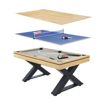 Tavolo multigioco 3 in 1 biliardo e ping pong in legno grigio Denver