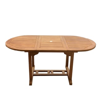Kajang - Table de jardin ovale extensible en teck brut 6 personnes