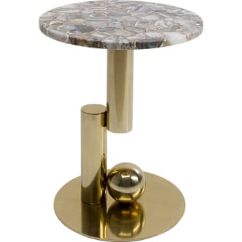 Agate - Table d'appoint en pierre d'agate et acier doré