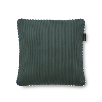 CORDUROY - Cojín 45x45 reversible verde y azul pana remate cordón bicolor