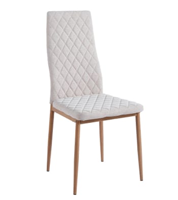 ADA - Pack 4 sillas tapizadas tipo rombos beige patas tipo madera